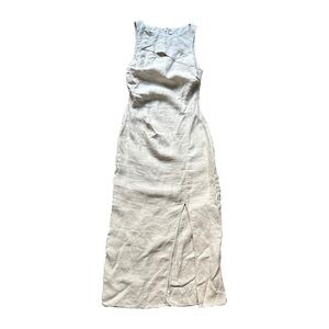 & other stories cream linen midi dress